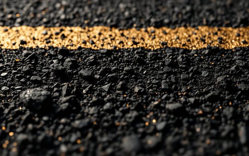 Close-up of a freshly paved asphalt surface