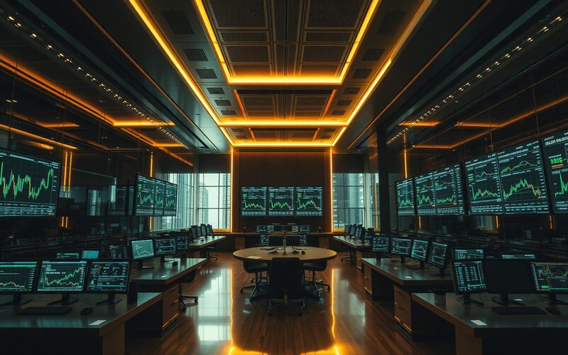 Energy trading floor with market screens